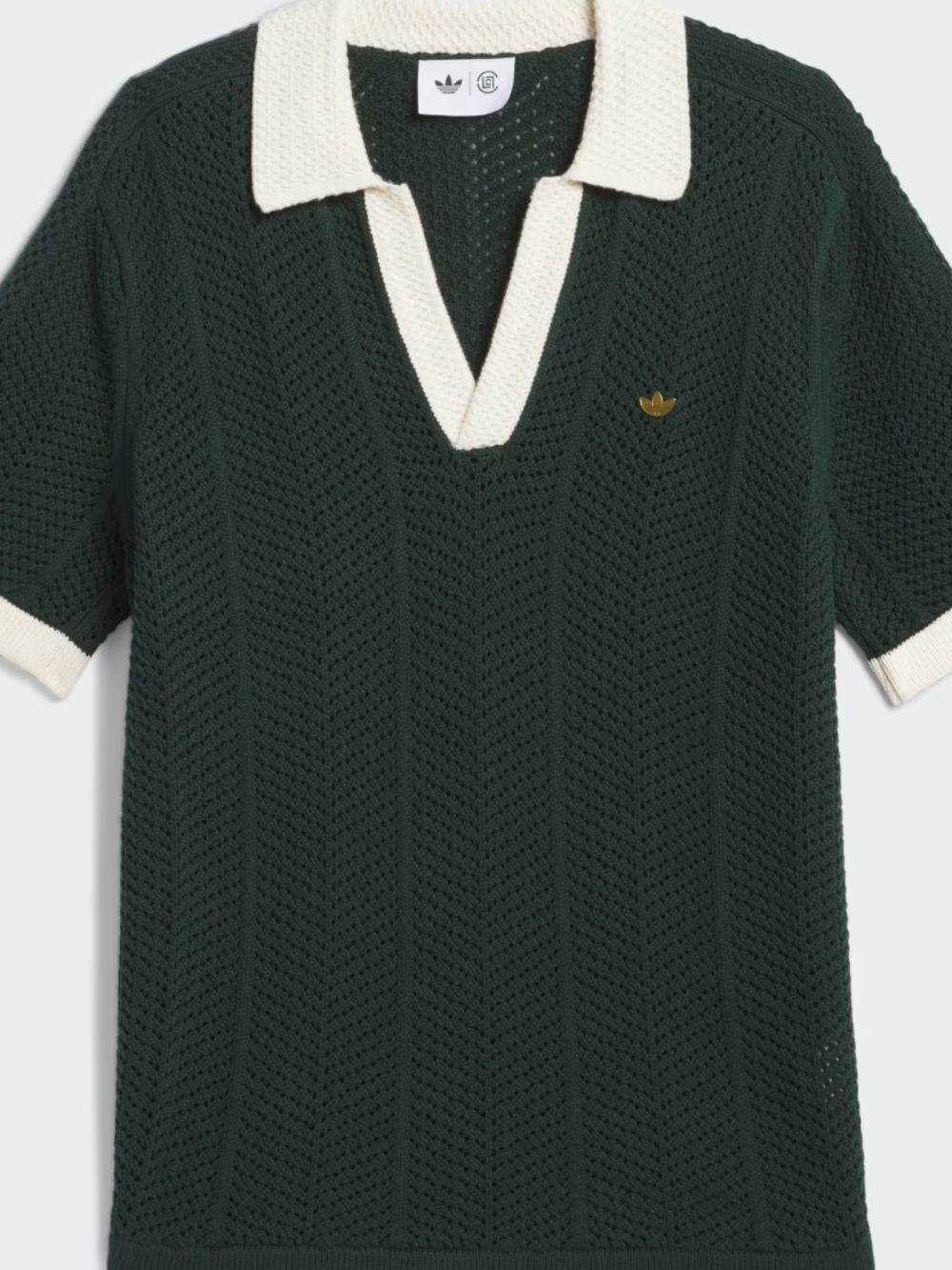 adidas x CLOT by Edison Chen Green Night Knit Polo Unisex L